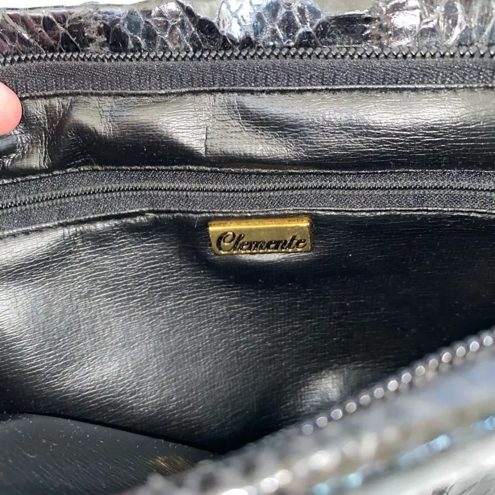 Clemente vintage black clutch w/zipper closure